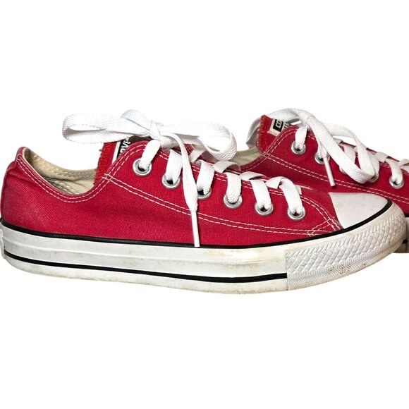 Converse Red Canvas Sneakers with White Accents - Picture 4 of 8